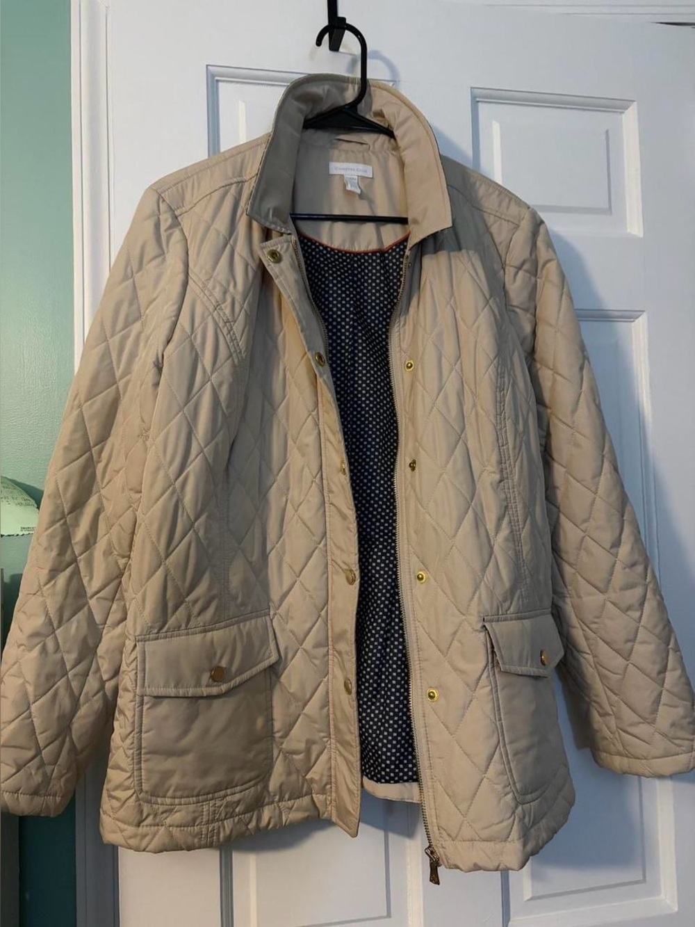 Charter Club Quilted Beige Puffer Jacket